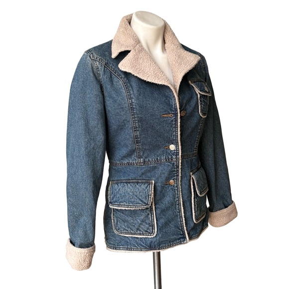 CoffeeShop Denim Jacket, Faux Fur Lining, Sz S - Picture 5 of 12